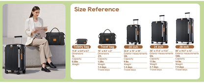 Conjunto de malas Joyway 3/5 peças pretas, malas expansíveis de 20/24 polegadas, porta-copos, trava TSA, rodas antiderrapantes, leves e duráveis