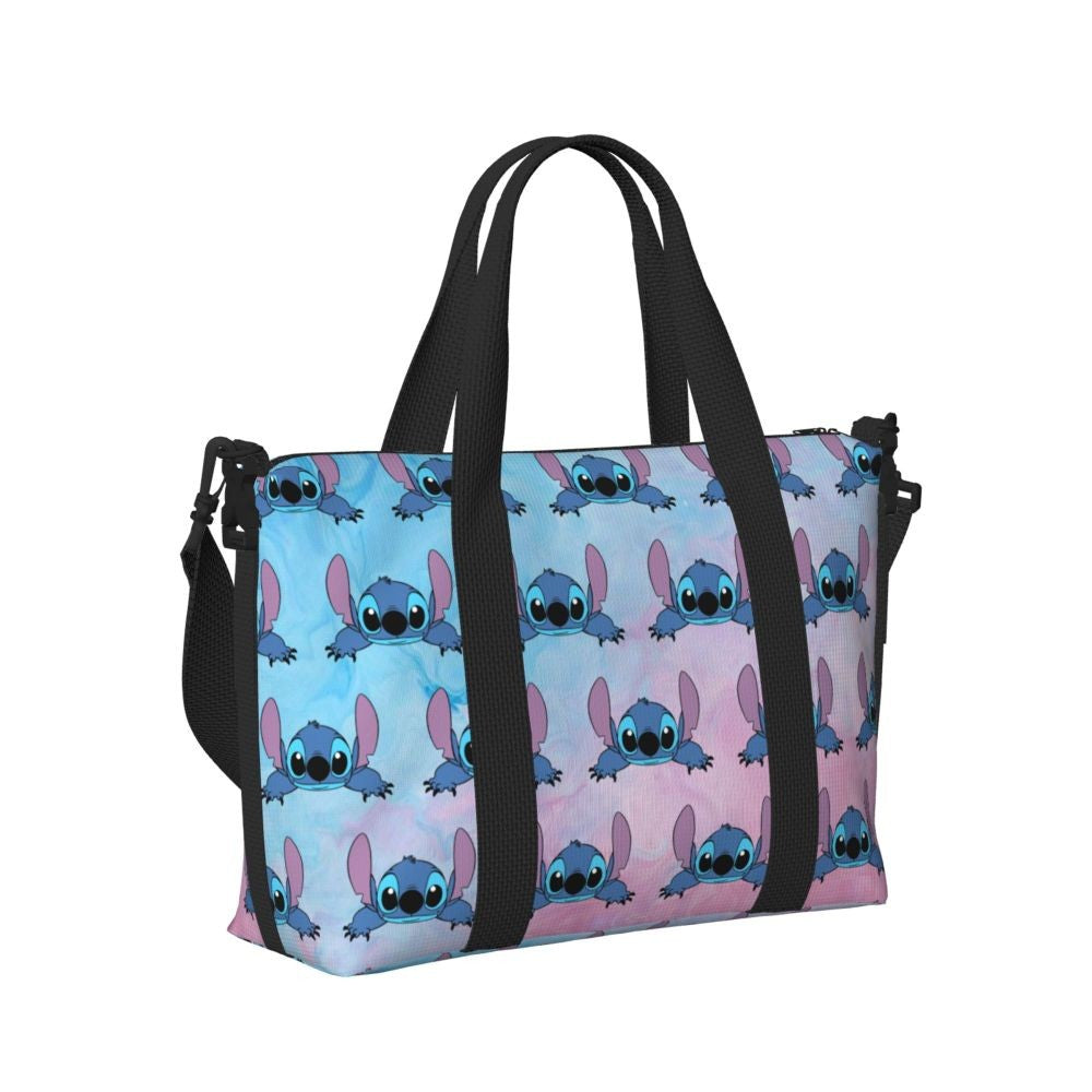 Custom Large SLilo And Stitch Cartoon Tote Bag Women Anime Shopping Shoulder Beach Gym Travel Bag