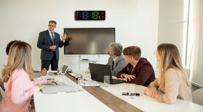 Digital LED Wall Clock with Remote Control Calendar Colorful Night Light Temperature for Living Room Bedroom Office Smart Home