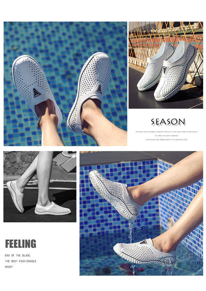 2025 Breathable Summer Men Slippers Outdoor Water Shoes Hollow Ultra Light Beach Shoes Casual Men Sandals  Black Garden Shoes
