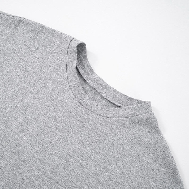 Fashion Casual Solid Gray Cropped T-shirt 2025 Woman Clothes O-neck Corset Tops Streetwear Girls Spring Summer Short Tee Shirts