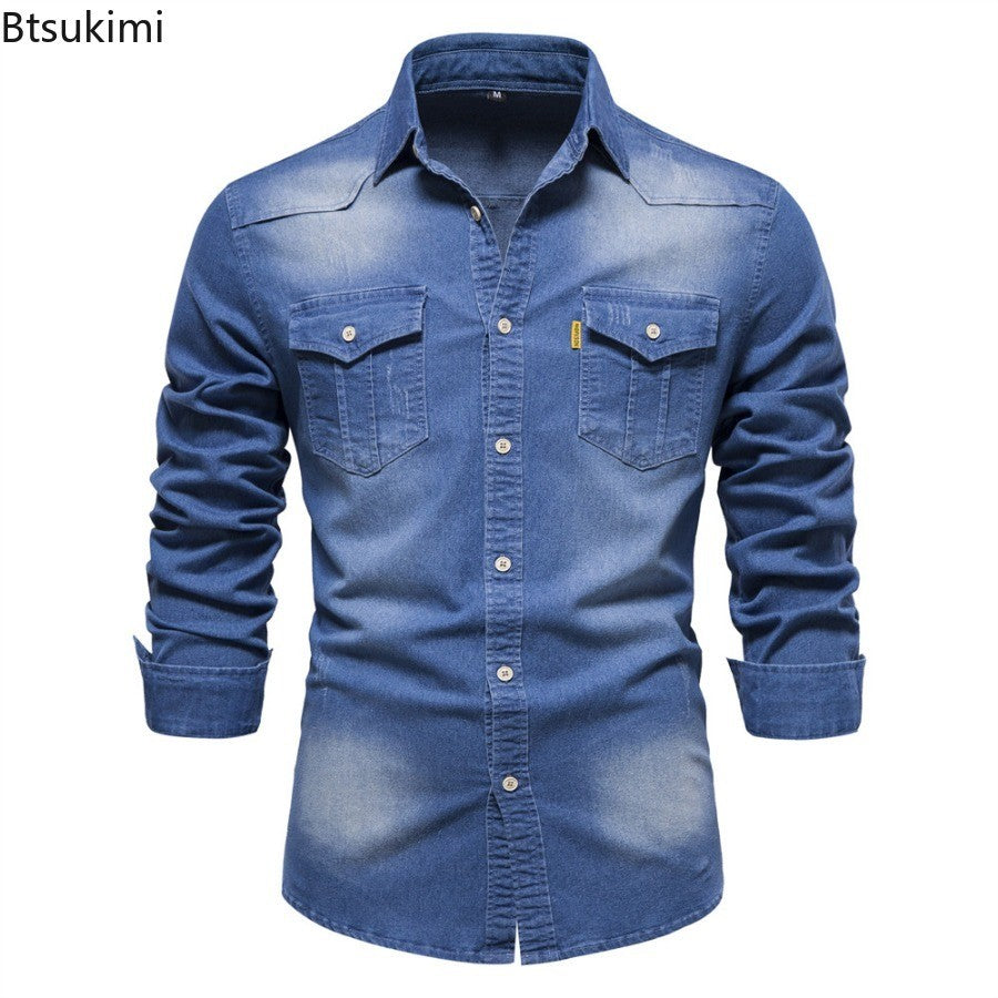 Spring Autumn New Men's Denim Shirts Fashion Casual Long Sleeve High Quality Cotton Shirt Jackets Vintage Slim Male Jean Shirts