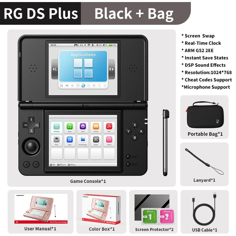 Anbernic RG DS Plus Retro Handheld Game Console 4.3" IPS Dual Screens Linux 16GB 4000mAh DS Plus Streaming Portable Games Player