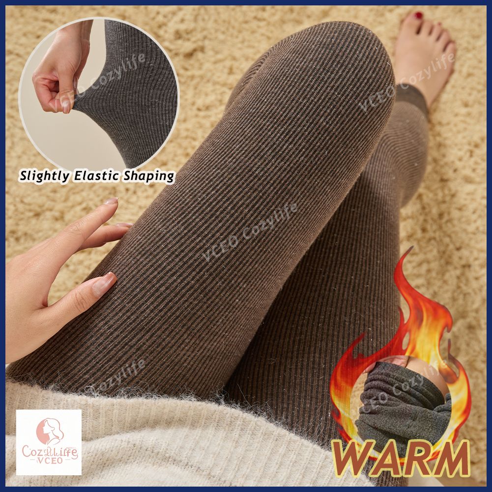 Thickened Warm Pants Winter Thermal Leggings for Women Fleece Lined High Waisted Thermal Underwear for Home Office Daily Wear