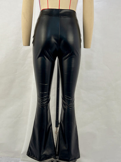 Sexy vintage black leather pants women new High Waist y2k Leather Club party streetwear pants fashion Slim harajuku PU trousers