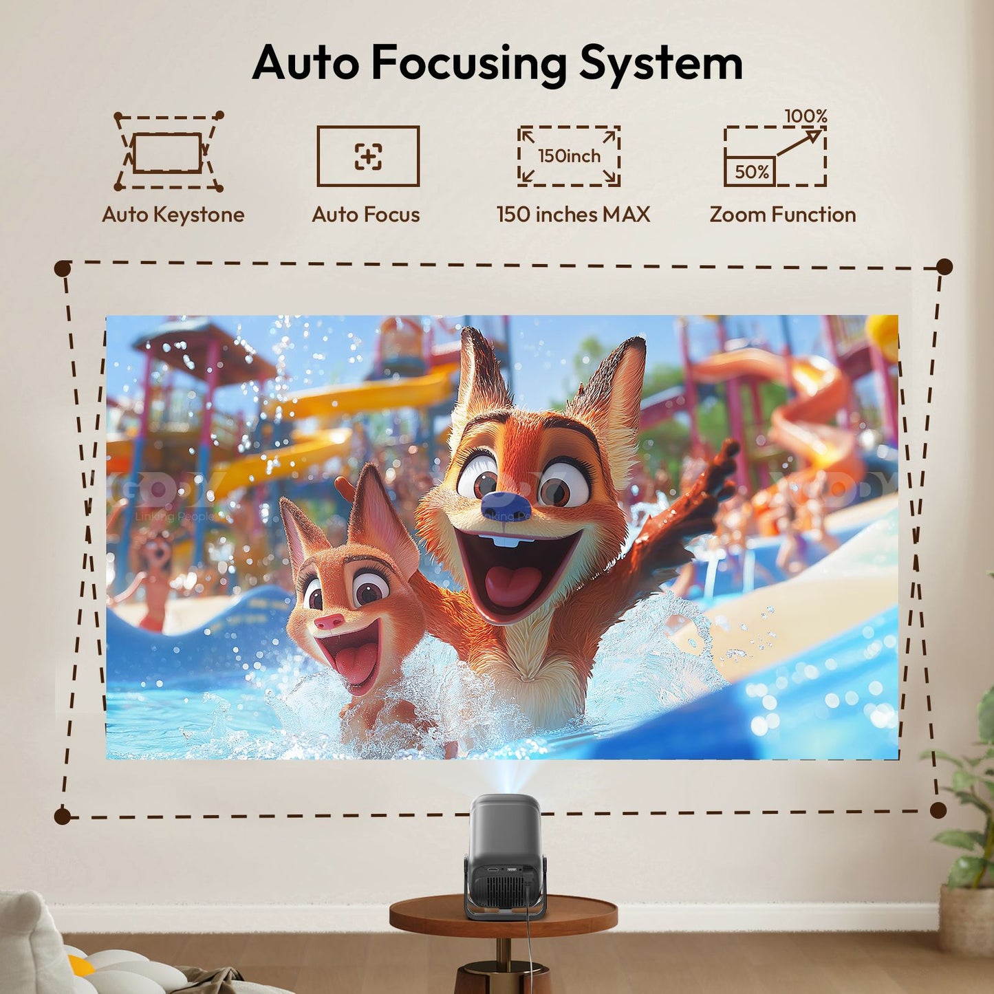 Projetor XGODY 300ANSI 4K Beamer Android 11.0 Nativo 1080P Foco Automático Dual Wifi Bluetooth Home Theater Cinema