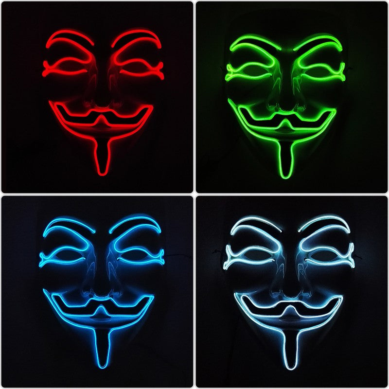 Halloween LED Vendetta Mask Night Club Carnival Party Festival Decoration Cosplay Vendetta Guy Fawkes Mascara Glowing V Mask