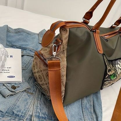 Large Capacity Travel Bag with Bear & Cat Design - Durable Oxford Fabric, Hand Washable, Ideal for Students, Fitness, Yoga