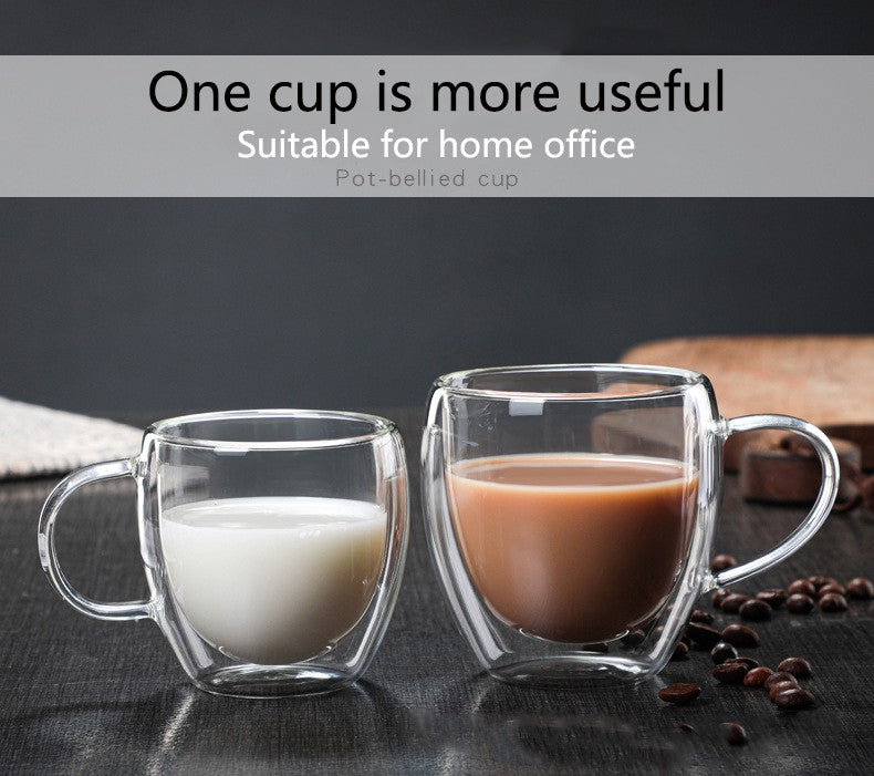 Caneca transparente de parede dupla 2-6 peças Copo de café e leite de vidro borossilicato alto resistente ao calor para casa e escritório