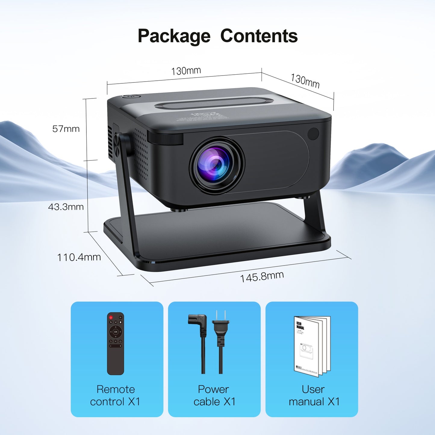 Mini Projetor Salange HA109 Android 11 Wi-Fi 6 BT5.0 280 ANSI 720P Aplicativo Integrado Espelhamento de Smartphone para Vídeos 1080P 4K Cinema em Casa