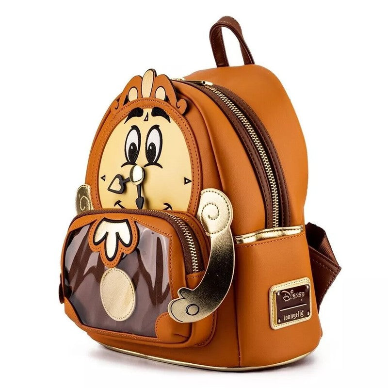 Bolsa Mini Mochila Loungefly A Bela e a Fera Série Princesas Cogsworth ?Lumiere Chip? Cosplay