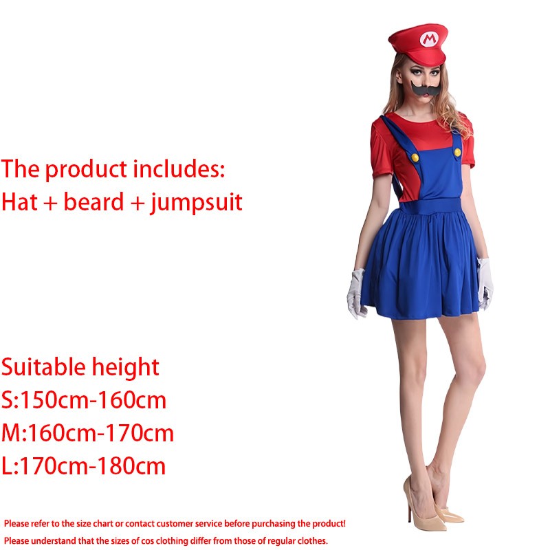 Game Marios Super Luigi Brothers Uniform Set Cosplay Costumes Funny Anime Adult Men Jumpsuit Woman Dress Halloween Costume