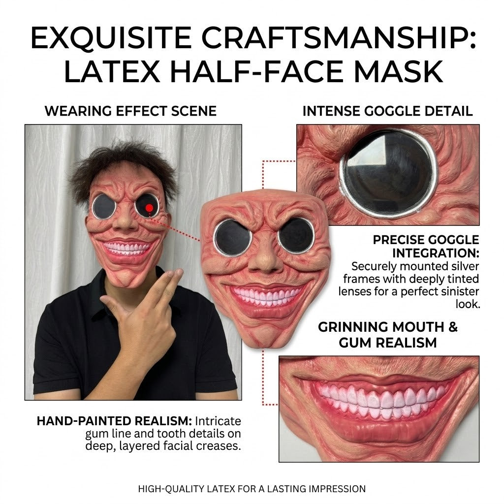 Scary Smile Black Hole Half Face Mask Horror Halloween Cosplay Mask Funny Creepy Party Costume Props Adult Masquerade Masks