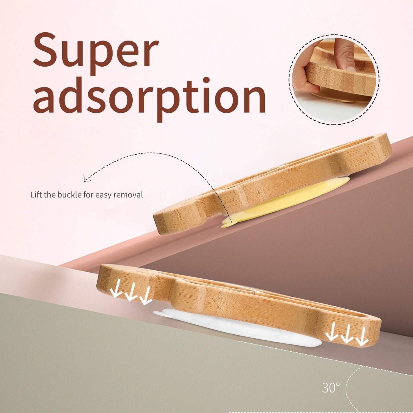 Wooden Baby Feeding Bowl Cartoon Elephant Clouds Bamboo Kids Feeding Dinnerware With Silicone Suction Cup Anti-hot Tableware