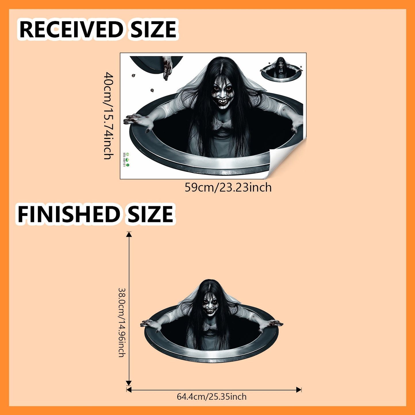 1Pc Scary Wall Sticker Halloween Female Terror Ghost Climbing Hole Floor Stickers Home Bedroom Living Room Party Bar Decoration