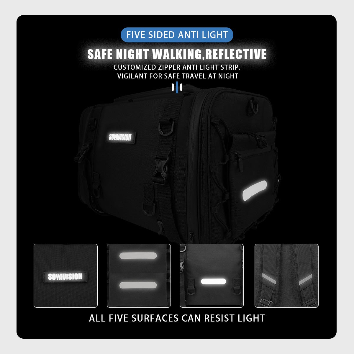 Motorcycle Tail Bag Waterproof 20L-60L Expandable Back Seat Saddle Bag Luggage Pannier Motorcycle Accessories Rider Backpack