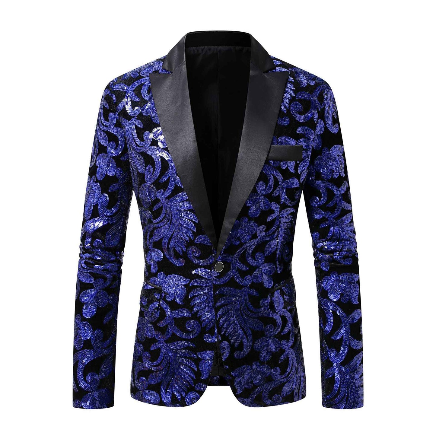Shiny Sequin Embellished Single Button Stage Performance Outerwear in Blue Gold Green Purple Options for Men's Red Suit Jacket