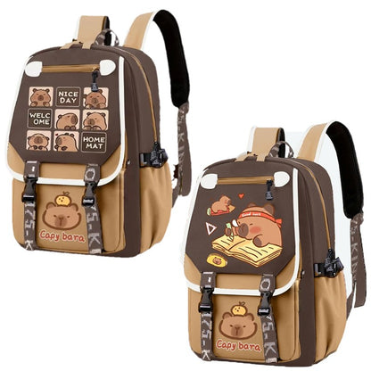 Mochila Escolar Infantil Estilosa Khaki Capivara Kawaii Mochila Casual Adolescente Menino Menina Mochila Escolar Infantil ?