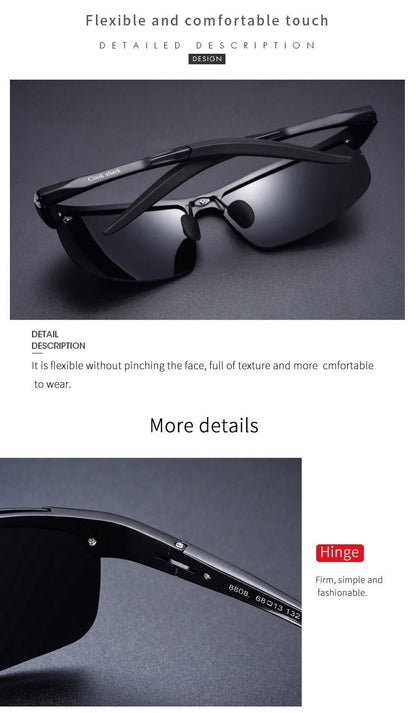 Óculos de sol Cook Shark, novos, de alumínio e magnésio, masculinos, HD polarizados, para dirigir, lentes coloridas, moda.