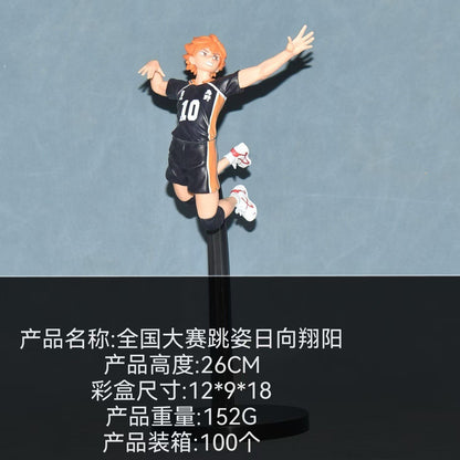 26CM Anime Haikyuu Tobio Kageyama Shoyo Hinata Figura Competição Nacional Pose de Salto na Rede 1/8 Modelo de Brinquedo de Presente Figura de Ação
