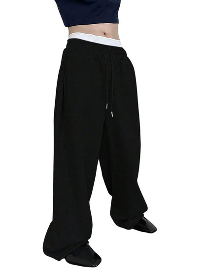 Autumn Men's Baggy Wide-leg Pants Outdoor Jogging Sweatpants Loose Straight Fashion Korean Casual Trousers Streetwear Black Gray