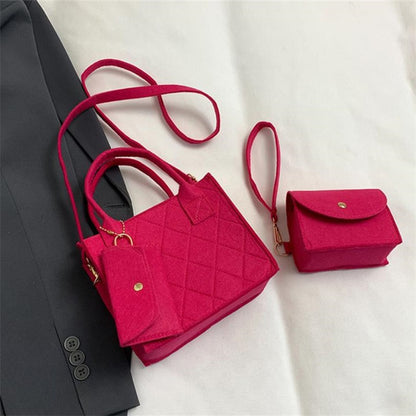 3pcs/set Embossed Women's Handbag Stylish Crossbody Bag, Clutch and Wallet, Solid Color Fabric Shoulder Bag for Women Daily Use
