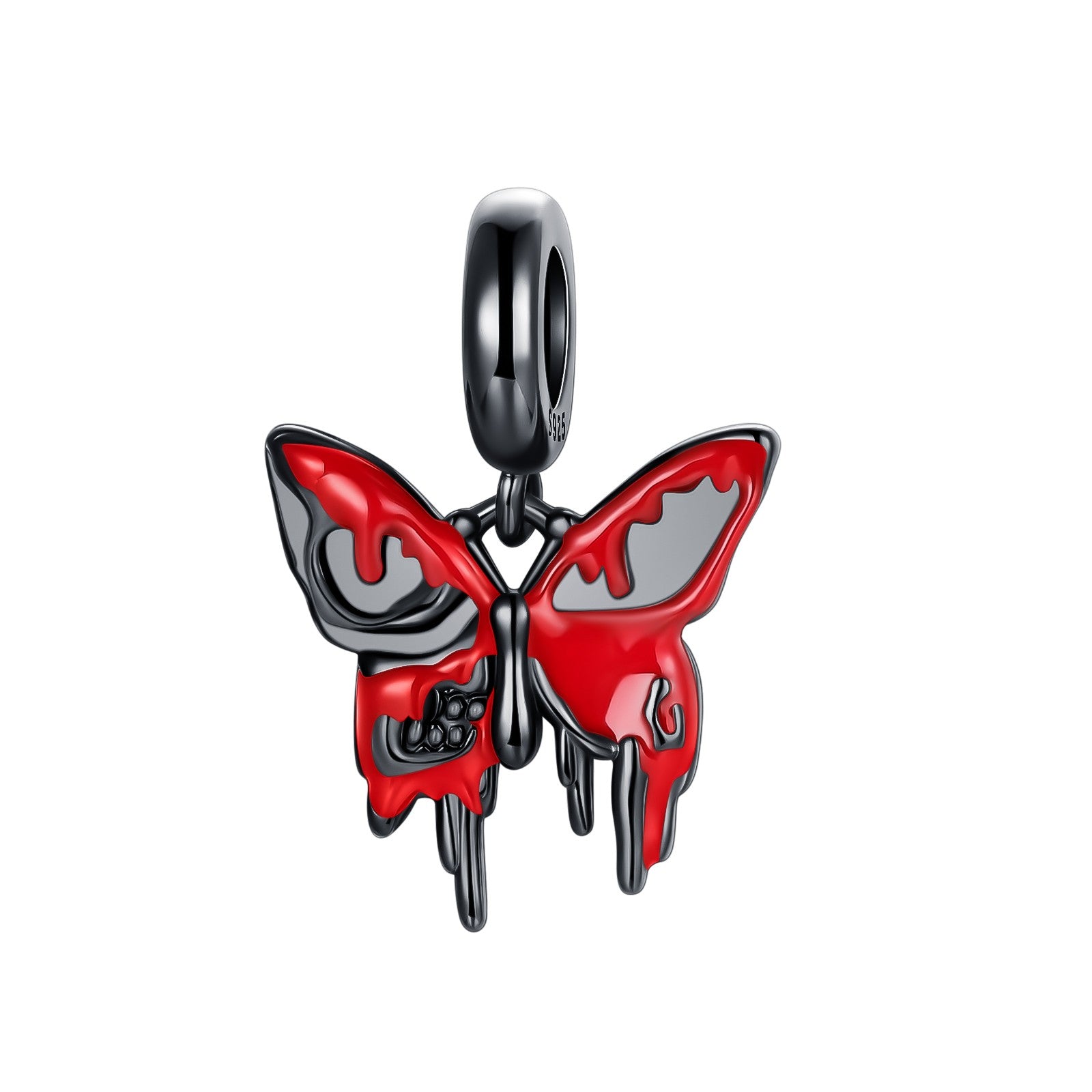 Heart & Organ Charm 925 Sterling Silver Red Rose Skull Dangle Pendant Dark Aesthetic Fit Bangle Bracelet Necklace DIY Jewelry