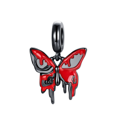 Heart & Organ Charm 925 Sterling Silver Red Rose Skull Dangle Pendant Dark Aesthetic Fit Bangle Bracelet Necklace DIY Jewelry