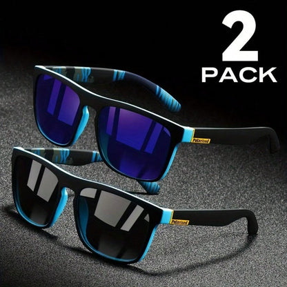 2pcs Square Polarized Sunglasses Anti Glare Sun Shades For Summer Party Vacation Travel Driving Fishing