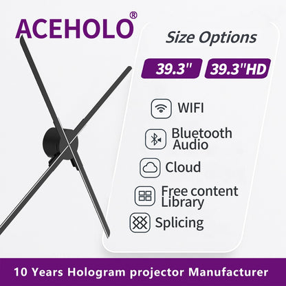 39.3 inch Large 3D Holographic Fan Display LED Advertising Machine Digital Video Player for Exhibition Promotion Signage