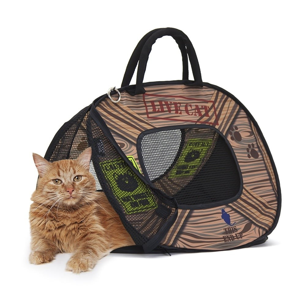 Transportador Dobrável Leve para Gatos com Zíper de Segurança Portátil para Viagem para Gatos e Gatinhos com Painéis de Malha Ventilada