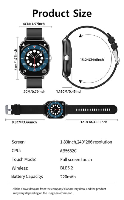 New Smartwatch BT Call Health&Sleep Monitoring 1.83''HD Screen Kids Smart Watch Waterproof Fashoin Sports Bracelet For Women Men