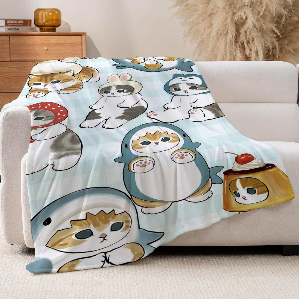 Cartoon cute M-MoFusand Blanket For Sofa Office Bed Plane Travel Sleep Read Relax Camping Soft And Warm