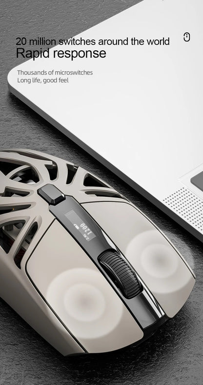 Mouse Gamer Sem Fio Ergonômico SmailWolf RS8, Tri-Modo com Design Oco Ultraleve, 1000Hz e Bateria de Longa Duração