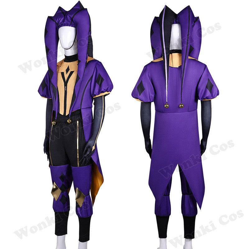 Game The Freak Circus Cosplay Costume Pierrot Jester Harlequin Cosplay Adult Clown Joker Mask Uniform Halloween Carnival Outfits