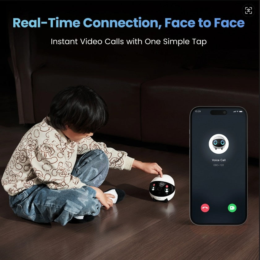 Robô Companheiro Inteligente para Animais de Estimação EBO AIR 2 PLUS, Câmera 3k, Chamada de Vídeo e Função de Patrulha com Inteligência Artificial (IA)