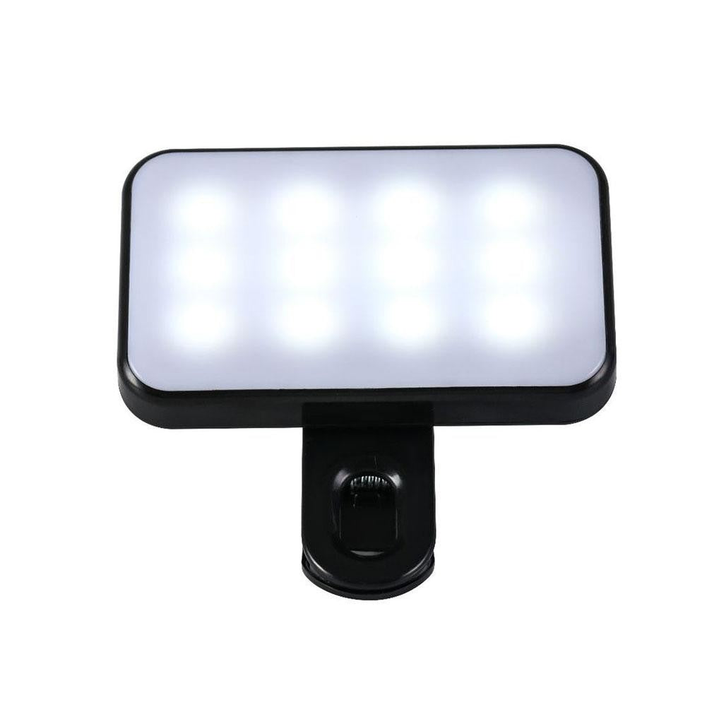 Nova Mini Luz Portátil para Selfie 3 Modos Brilho Ajustável Recarregável Clip-On para Celular Laptop Luz para Vídeo ao Vivo