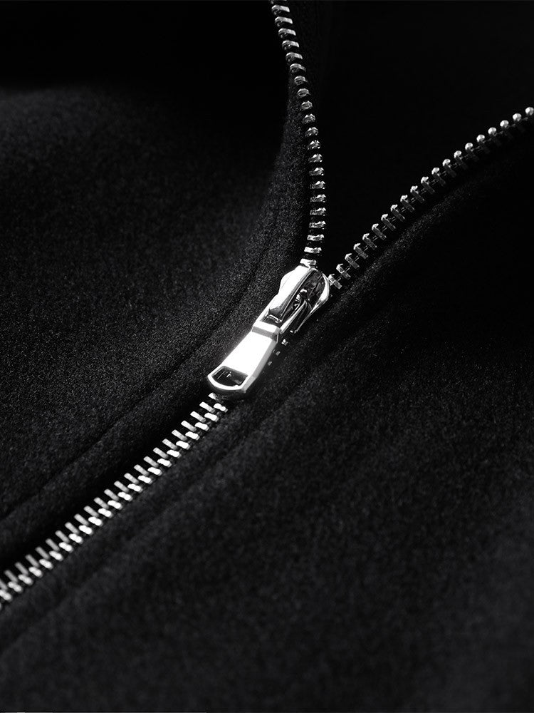 Woolen Zipper Loose Short Jacket Women Long Sleeve Lapel Solid 2025 Autumn Winter Commute Coat Street Office Warm Ladies Outwear