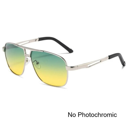 Men Night Vision Polarized Photochromic Sunglasses Aviator Style Yellow Color Change Lenses Driving Sun Glasses
