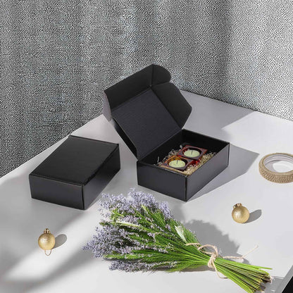50pcs Christmas Black Shipping Boxes Bulk 6x4x2 Inch Small Corrugated Cardboard Mailer Boxes for Small Business Gifts Jewelry