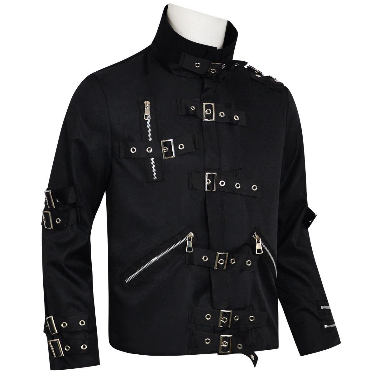 Michael Jackson BAD Punk Jacket Black Stretch Outwear Motorcycle Role Player impersonator Costumes Classic BAD T-shirt Belt