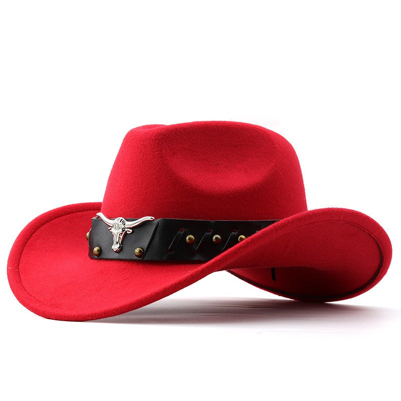 New Vintage Western Cowboy Hat For Men's Gentleman Lady Jazz Cowgirl With Leather Wide Brim Cloche Church Sombrero Hombre Caps