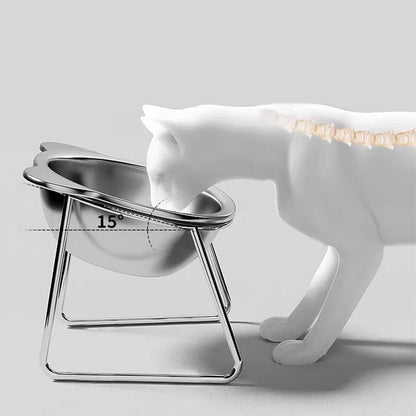 Tigelas Elevadas Estáveis para Gatos, Tigelas Elevadas para Cães com Proteção de Pescoço a 15°, Tigela de Comida para Gatos Inquebrável de Aço Inoxidável 304 para Filhotes e Gatos