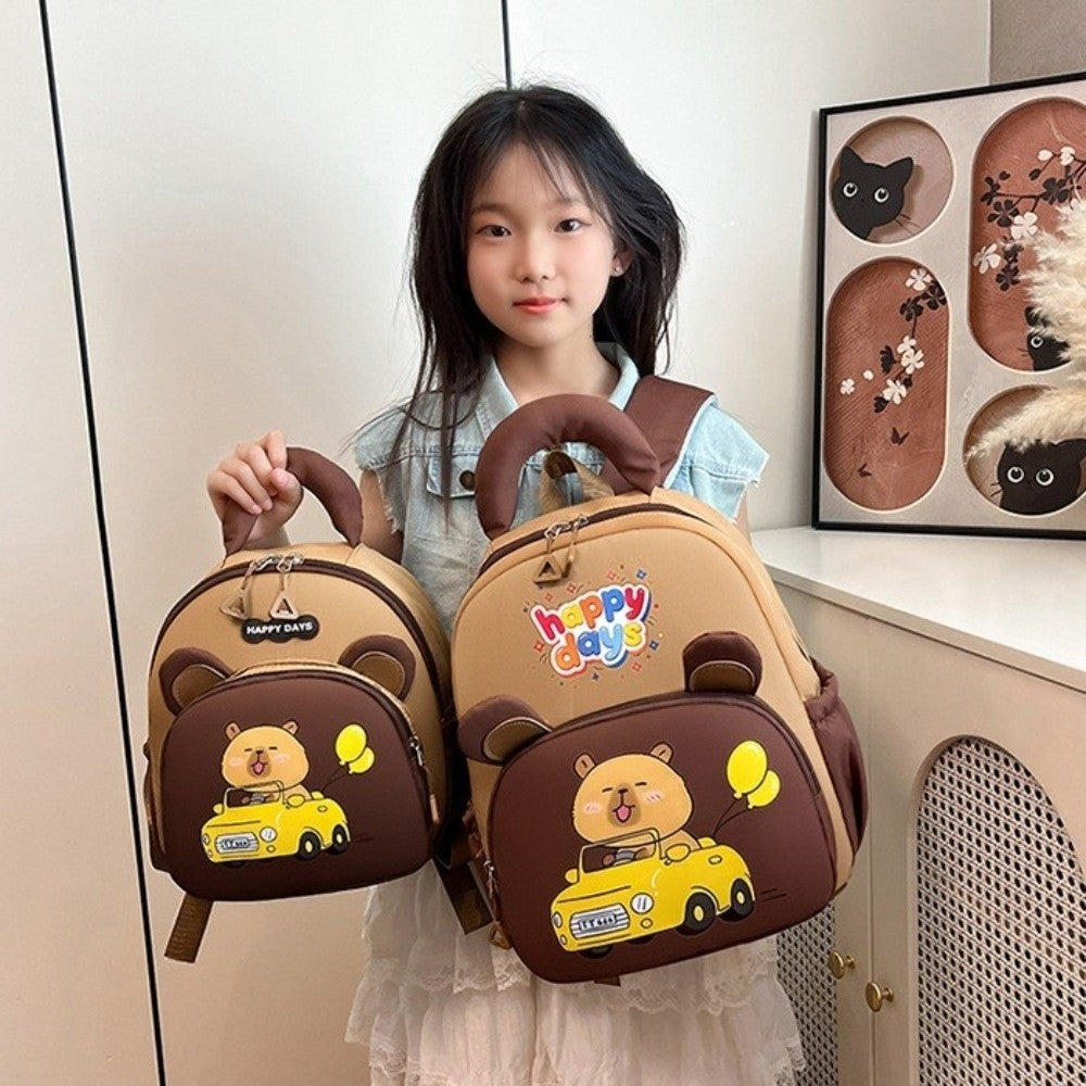 Mochila de Capivara Kawaii de Desenho Animado, Nylon Leve, Mochila Escolar de Capivara, Grande Capacidade, Multibolsos, Mochila para Jardim de Infância