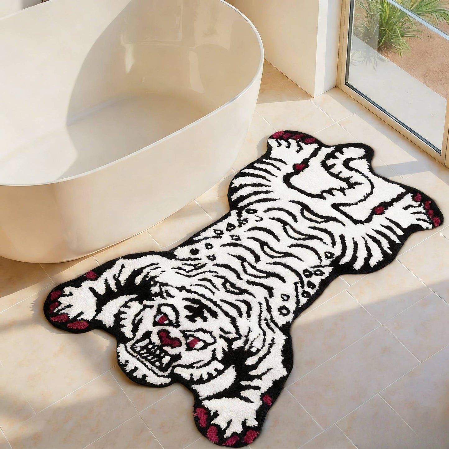 Tiger Pattern Bedroom Decor Plush Carpet Irregular Shape Carpets for Living Room Thick Study Irregular Floor Mat Fluffy Soft Rug