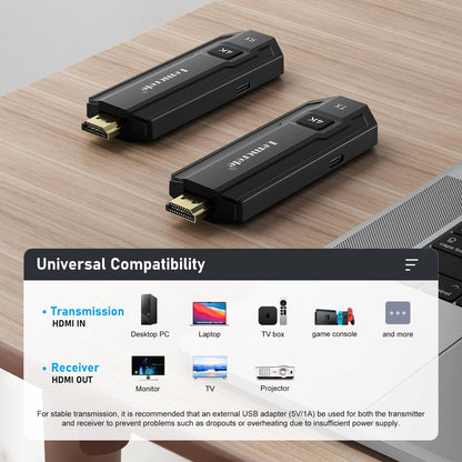 Kit Transmissor e Receptor de Vídeo HDMI Sem Fio Lemorele P50 4K, Extensor HDMI para Monitor, Projetor, HDTV, para PC, Câmera, Laptop