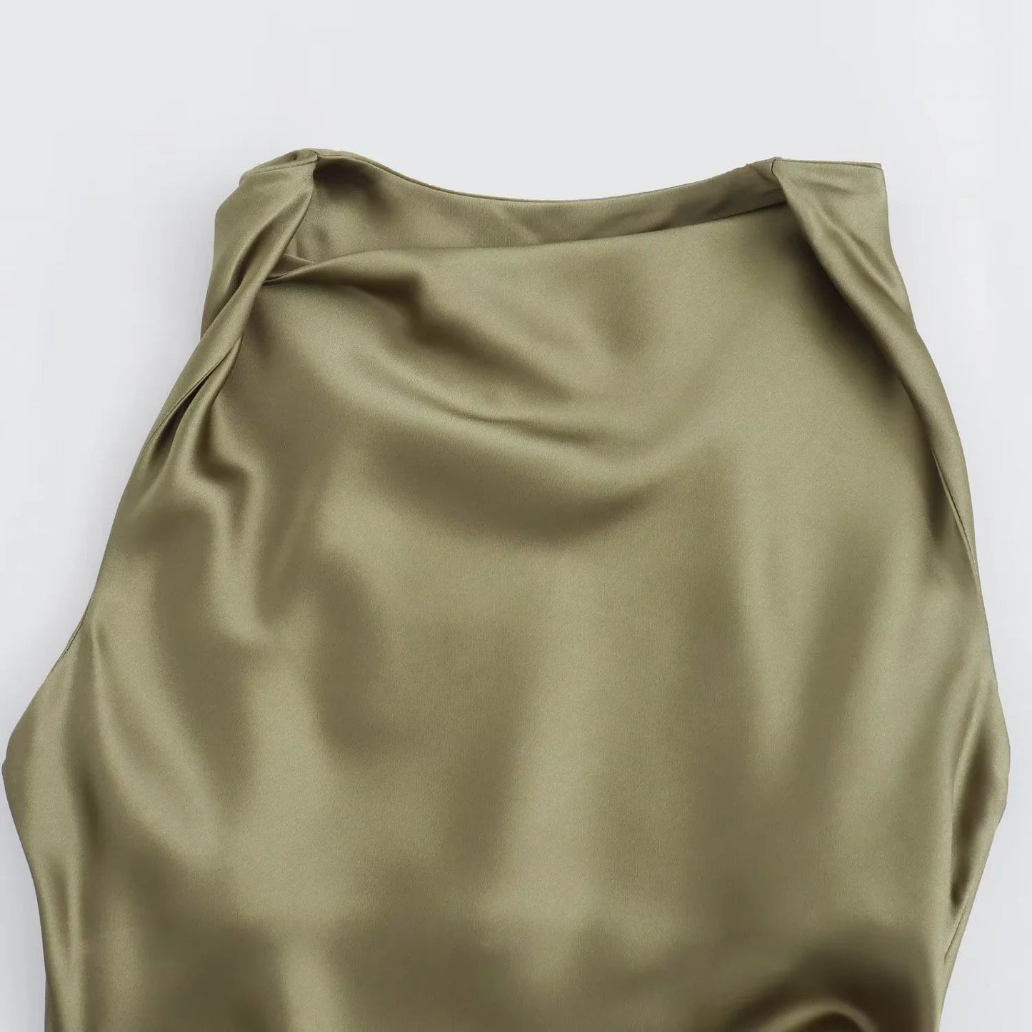TRAF Satin Long Dresses for Women 2024 Summer Slip Midi Dress Woman Sexy Evening