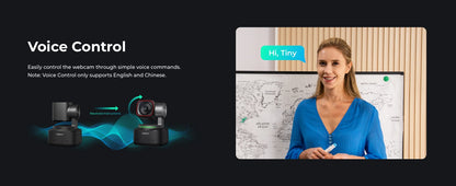 OBSBOT Tiny 2 Webcam 4K Voice Control PTZ, AI Tracking Multi-Mode & Auto Focus, Web Camera with 1/1.5" Sensor, Gesture Control,