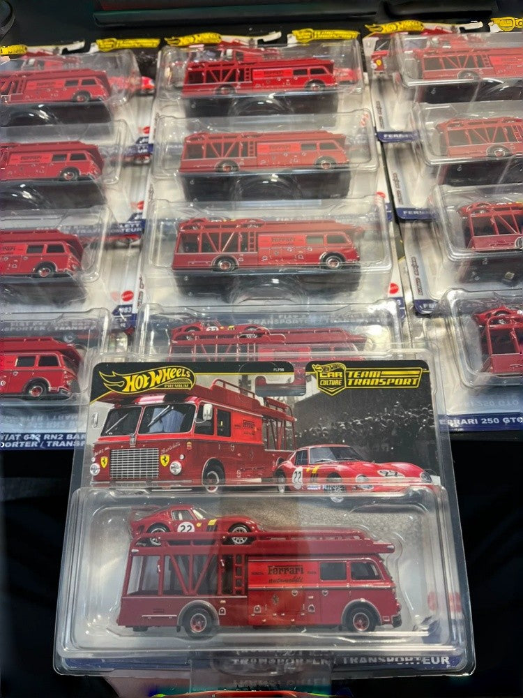 Hot Wheels Premium 1:64 Scale Car Culture Team Transport Toy Set with Ferrari Toyota Plymouth Mix for Vehicle Model Toys Gifts