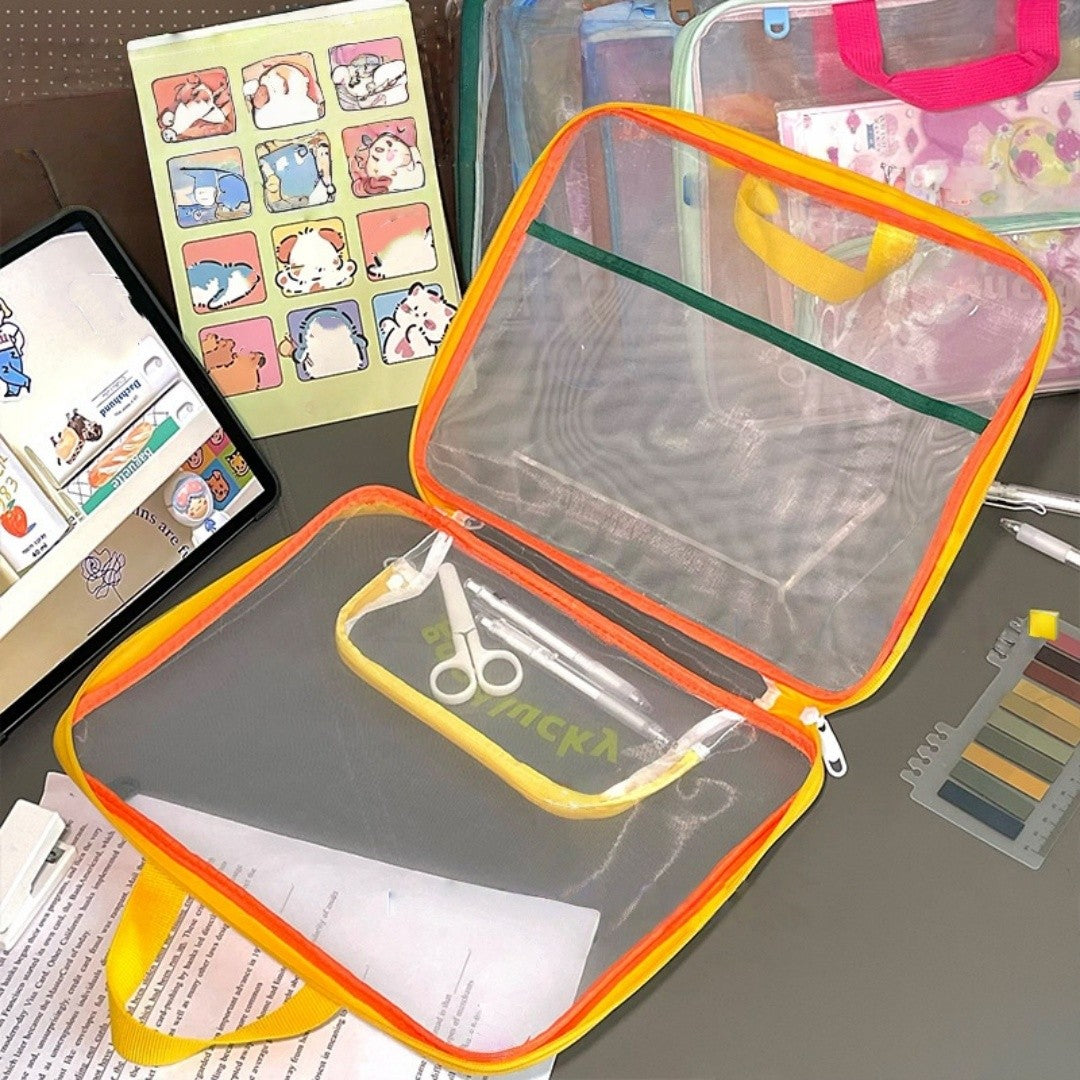 1 handheld file storage bag - 3-layer large capacity for organizers, durable file holders, school, office, home organizations -